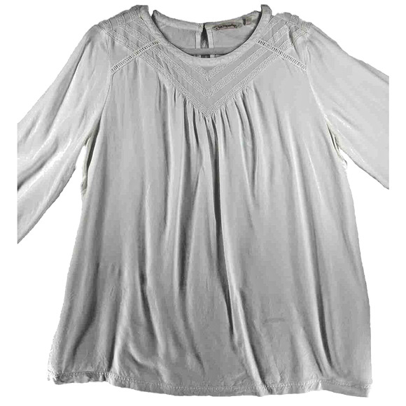Soft Surroundings Women's Tunic XL Blouse White Embroidered Lace Cottage Boho - Picture 1 of 13